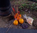 An offering to observe the Hungry Ghost Festival in Singapore